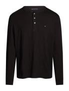 Slub Henley Ls Tee Tops T-Langærmet Skjorte Black Tommy Hilfiger