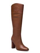 Page Ii Burnished Leather Tall Boot Lange Støvler Brown Lauren Ralph L...