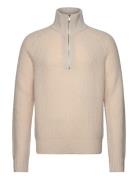 C-Ebrezzo Tops Knitwear Half Zip Jumpers Cream BOSS