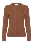 Stretch Cotton Cable Cardigan Tops Knitwear Cardigans Brown GANT