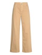 Ari Wideleg Mid-Rise Jeans Bottoms Jeans Wide Beige Mango