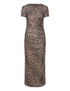 Leopard Dress With Ruffled Details Maxikjole Festkjole Brown Mango