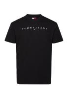 Tjm Reg Linear Logo Tee Ext Tops T-Kortærmet Skjorte Black Tommy Jeans