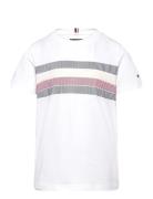 Global Stripe Print Reg Tee Ss Tops T-Kortærmet Skjorte White Tommy Hi...