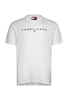 Tjm Reg Linear Logo Tee Ext Tops T-Kortærmet Skjorte White Tommy Jeans