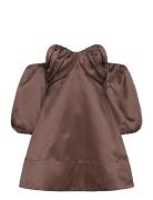 Val Off-Shoulder Mini Dress Kort Kjole Brown Malina