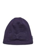 Wool Hat W. Bow Accessories Headwear Hats Beanie Purple Mikk-line