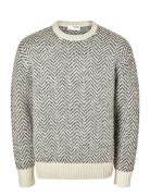 Slhharry Ls Knit Relaxed Crew Neck Tops Knitwear Round Necks Beige Sel...