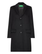 Coat Uldfrakke Frakke Black United Colors Of Benetton