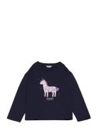 T-Shirt Unicorn Tops T-shirts Long-sleeved T-Skjorte Navy Mango