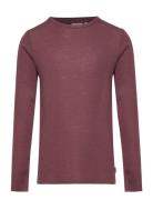 Wool T-Shirt Ls Tops T-shirts Long-sleeved T-Skjorte Burgundy Wheat