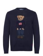 Polo Bear Cotton-Linen Sweater Tops Knitwear Round Necks Navy Polo Ral...