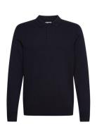 Jjfred Knit Ls Polo Aw24 Tops Knitwear Long Sleeve Knitted Polos Navy ...