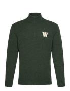 Wwblu Aa Cs Halfzip Tops Knitwear Half Zip Jumpers Green Double A By W...