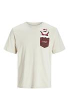 Jjxmas Pocket Tee Ss Crew Neck Jnr Tops T-Kortærmet Skjorte Cream Jack...