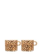 Leopard Mug Set Of 2 Home Tableware Cups & Mugs Coffee Cups Brown Anna...