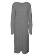 Vmlefile Ls Boatneck Calf Dress Noos Knælang Kjole Grey Vero Moda