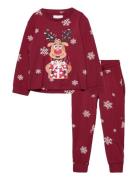 Rudolph’s Cute Pyjamas Red Kids Pyjamassæt Multi/patterned Christmas S...