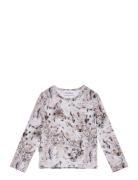 Print Shirt Tops T-shirts Long-sleeved T-Skjorte Beige Gugguu