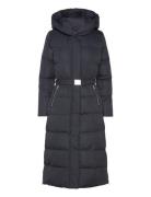 Belted Hooded Down Coat Foret Jakke Navy Lauren Ralph Lauren