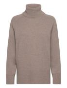 Herringb Detail Rollneck Tops Knitwear Turtleneck Beige GANT