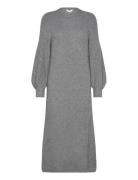 Objditte Re L/S Knit Midi Dress Noos Knælang Kjole Grey Object