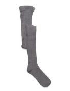 Cable Knitted Stockings Grey Melange Tights Grey Geggamoja