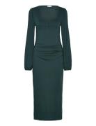 Rudina Puff Sleeve Midi Dress Knælang Kjole Green Bubbleroom