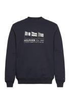 Hilfiger Flags Crewneck Tops Sweatshirts & Hoodies Sweatshirts Navy To...