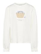 Printed Long Sleeve T-Shirt Tops T-shirts Long-sleeved T-Skjorte White...