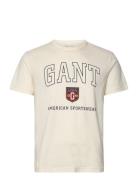 Graphic T-Shirt Tops T-Kortærmet Skjorte Cream GANT