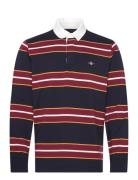 Yarn Dyed Striped Heavy Rugger Tops Polos Long-sleeved Navy GANT