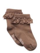 Ankle Sock W. Lace Sokker Strømper Brown Minymo