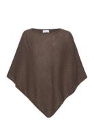 Triangle Poncho Tops Knitwear Ponchos Brown Davida Cashmere