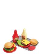 Burger Set On Tray 17 Pcs Toys Toy Kitchen & Accessories Toy Food & Ca...