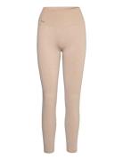 Beige Ribbed Seamless Tights Sport Running-training Tights Seamless Ti...