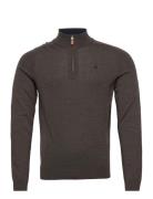 Merino John Zip Designers Knitwear Half Zip Jumpers Brown Morris