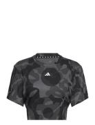 Tr-Es Aop T Sport Crop Tops Short-sleeved Crop Tops Black Adidas Perfo...