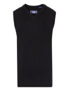 Jorrib Knit V-Neck Vest Jnr Tops Vests Black Jack & J S