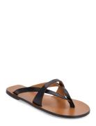 Padula Black Nappa Designers Sandals Flat Black ATP Atelier