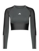 Hyglm Cro Ls Q1 Sport Crop Tops Long-sleeved Crop Tops Green Adidas Pe...