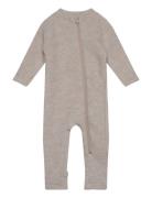 Wool Baby Suit Outerwear Fleece Outerwear Fleece Coveralls Beige Mikk-...