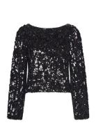 Sequins Top Designers Blouses Long-sleeved Black By Ti Mo