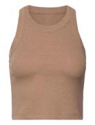 Ease Ribbed Tank Top Sport Crop Tops Sleeveless Crop Tops Beige Aim´n