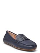 Luxe Pebble Leather-Barnsbury-Fl-Cs Shoes Flat Loafers Navy Lauren Ral...