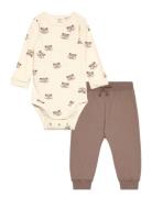 Set Body Trousers Raccoon Sets Sets With Long-sleeved T-shirt Beige Li...