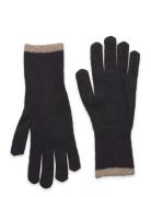 Gloves Knitted W Striped Edge Accessories Gloves Finger Gloves Black L...