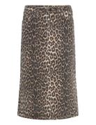 Pd-Anika Midi Skirt Leopard Skirts Knee-length & Midi Skirts Brown Pie...