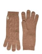 Cable-Knit Wool-Cashmere Gloves Accessories Gloves Finger Gloves Brown...