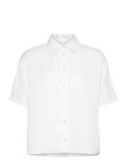 Short Sleeve Linen-Blend Shirt Tops Shirts Linen Shirts White Mango